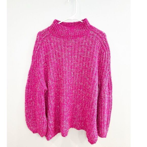 Anthropologie pilcro oversized mock neck sweater pink - Picture 3 of 6